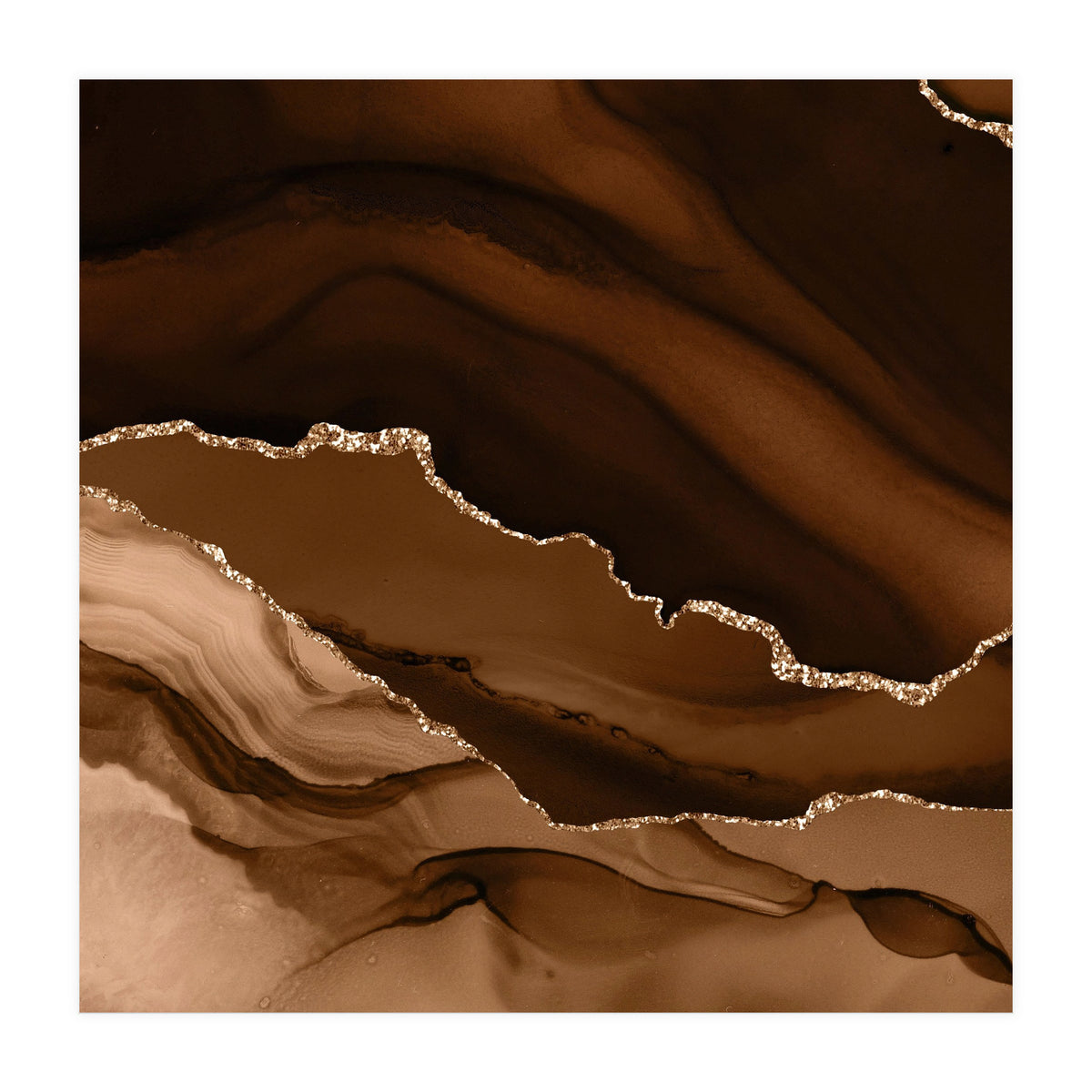 Brown & Gold Agate Texture 12 (Print Only)