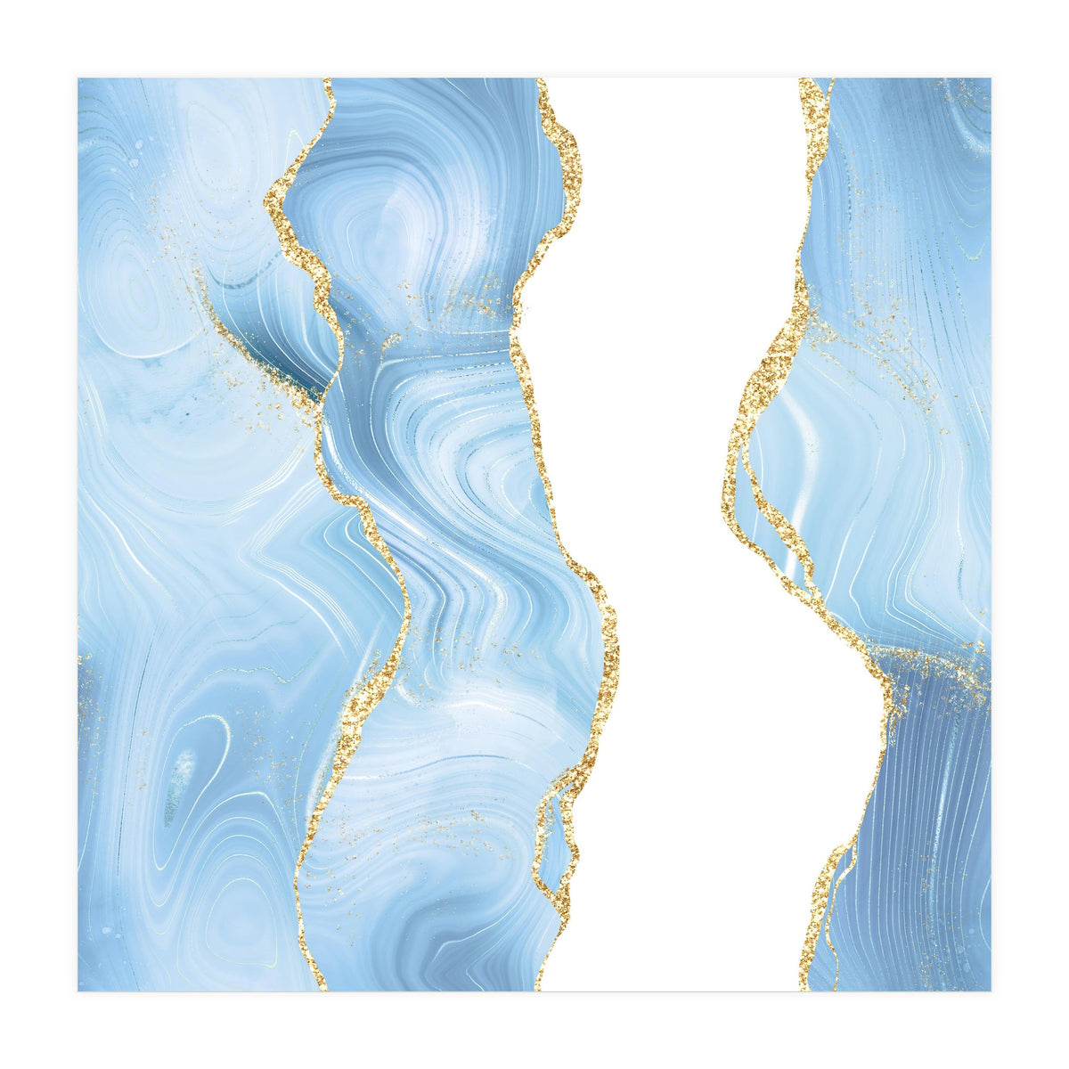Blue & Gold Glitter Agate Texture 07 (Print Only)