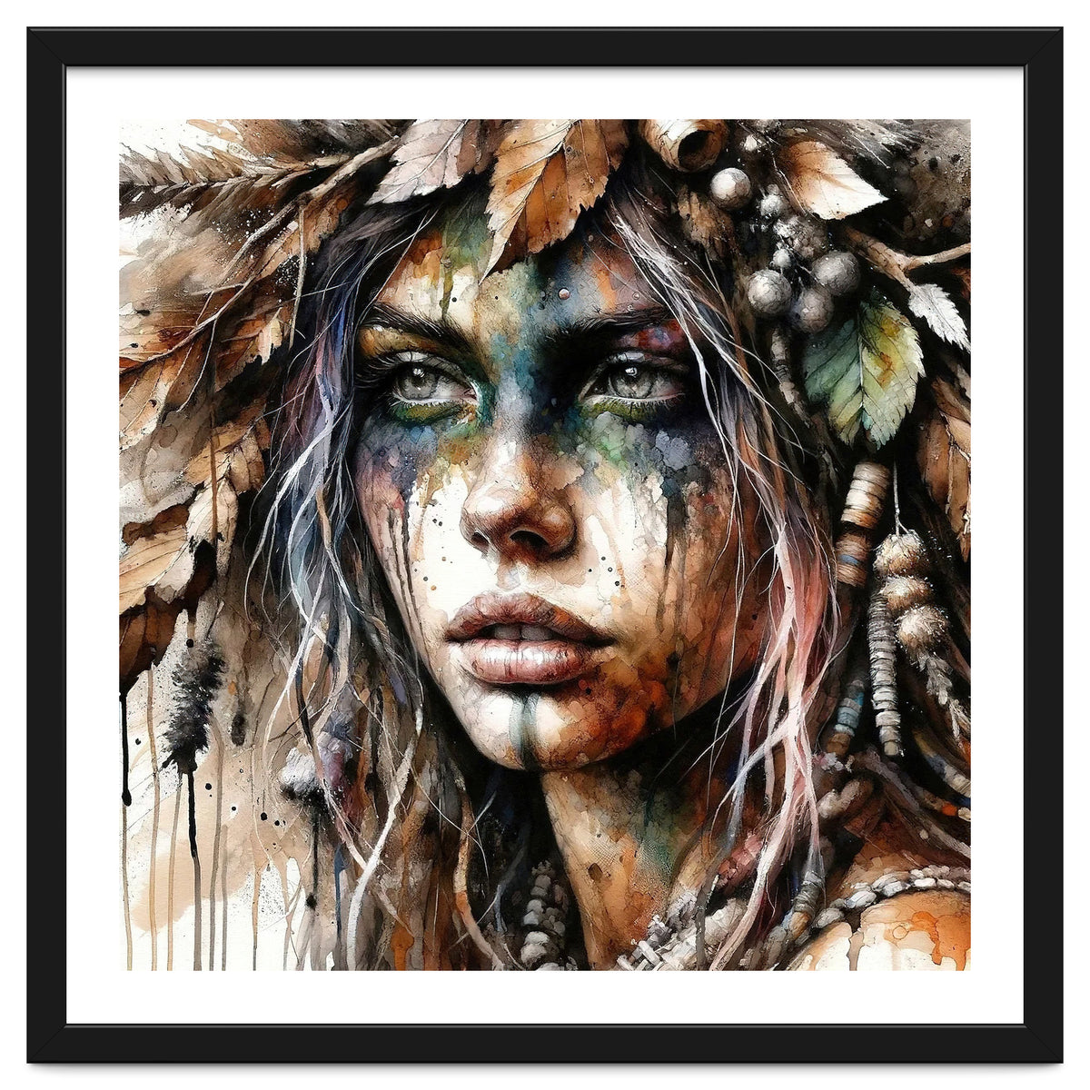 Autumn Leaf Druid Woman Portrait