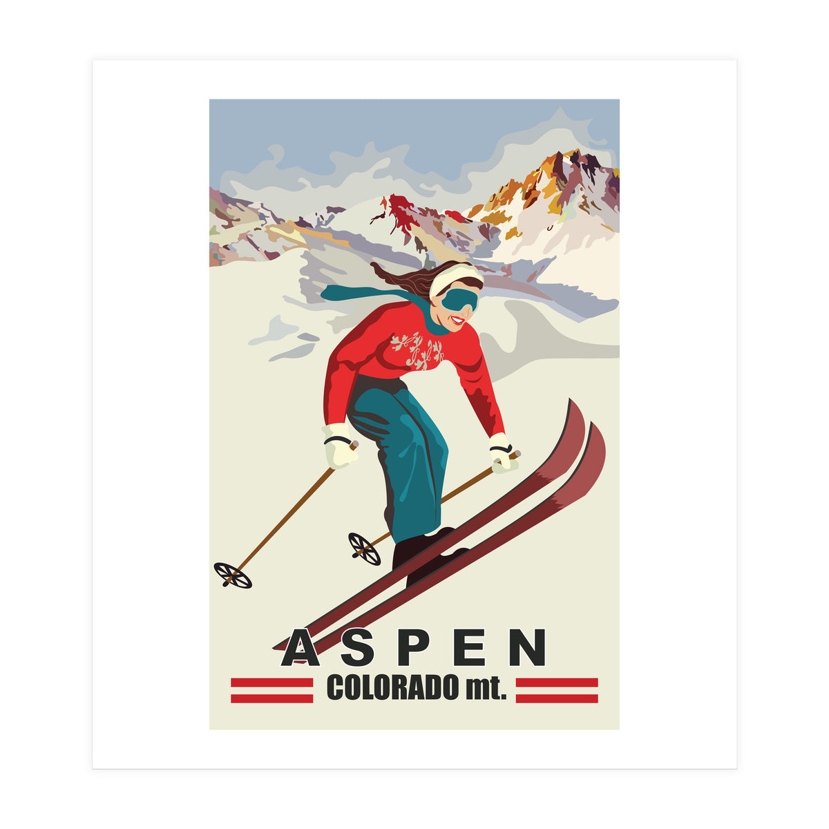 Aspen Ski Girl (Print Only)