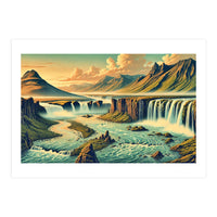 Vintage Iceland, Landscape Poster (Print Only)