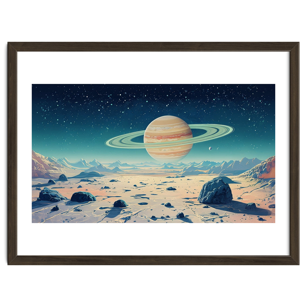 Alien Horizon: Saturn-Inspired Planetary Landscape