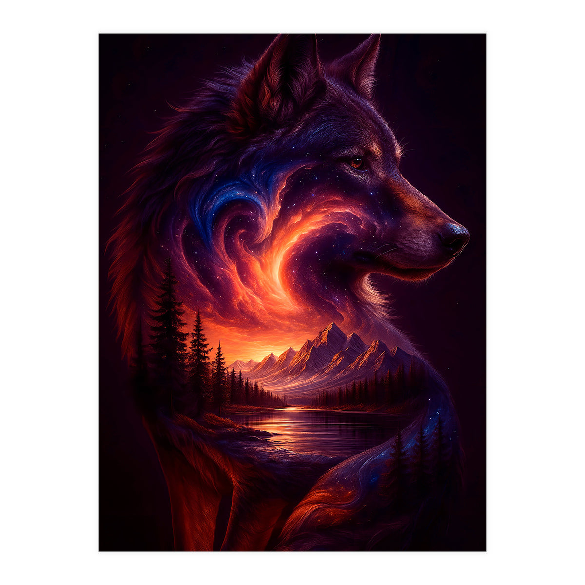 The Nebula Guardian Wolf of the Mountains (Print Only)