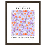 Carnations And Snowdrop January Birth Flower Floral Print thumbnail