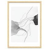 Abstract Black And White Flowing Lines And Shapes On White Background thumbnail