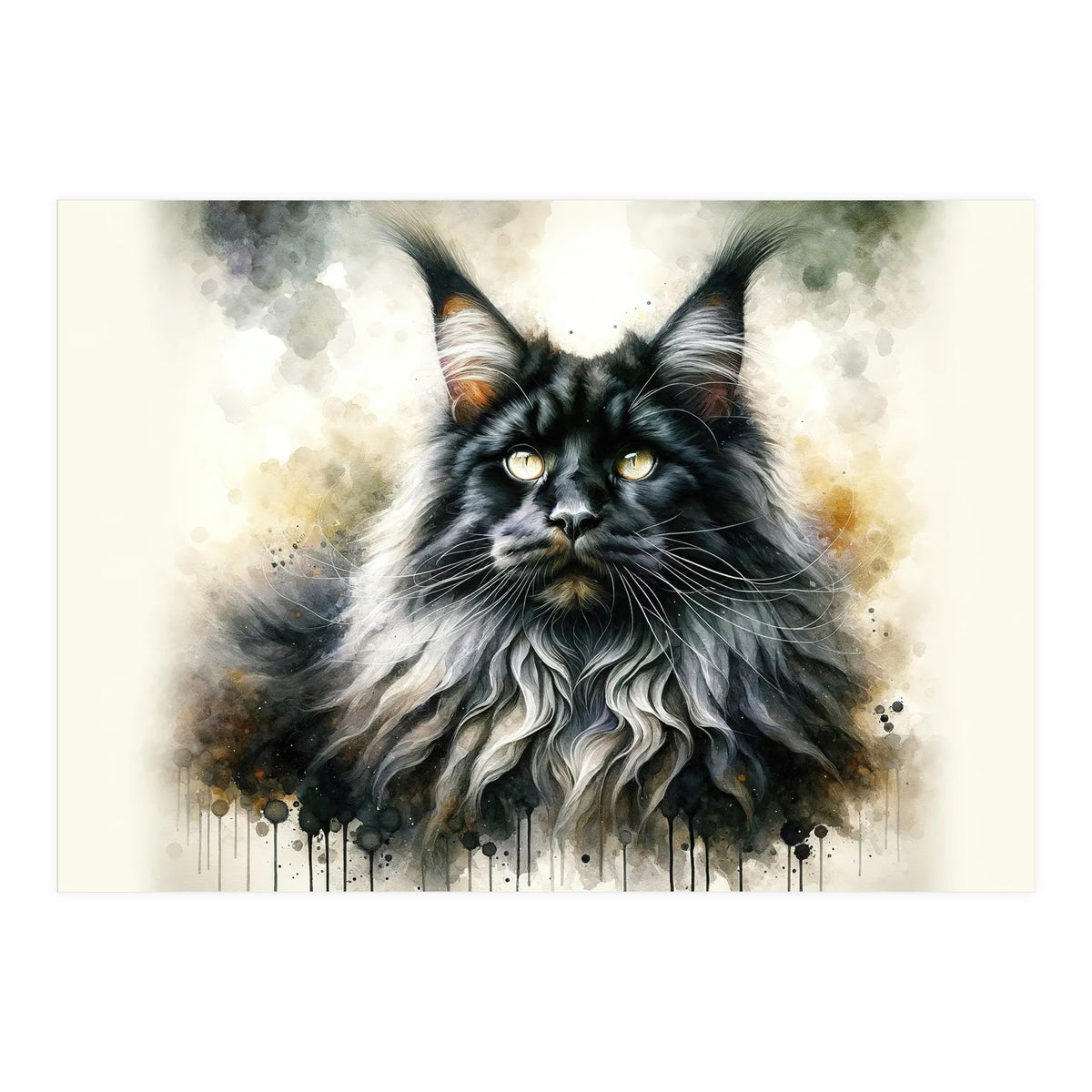 Majestic Long Haired Cat Portrait (Print Only)