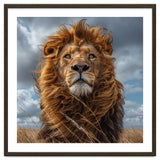 Majestic Lion Portrait Windblown Mane Outdoors thumbnail