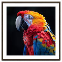 Scarlet Macaw Parrot Vibrant Plumage Close Up
