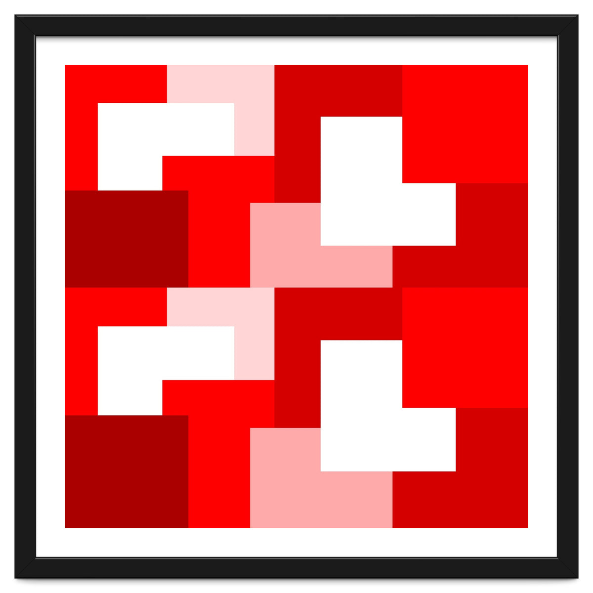 Red Abstract Square Tiles