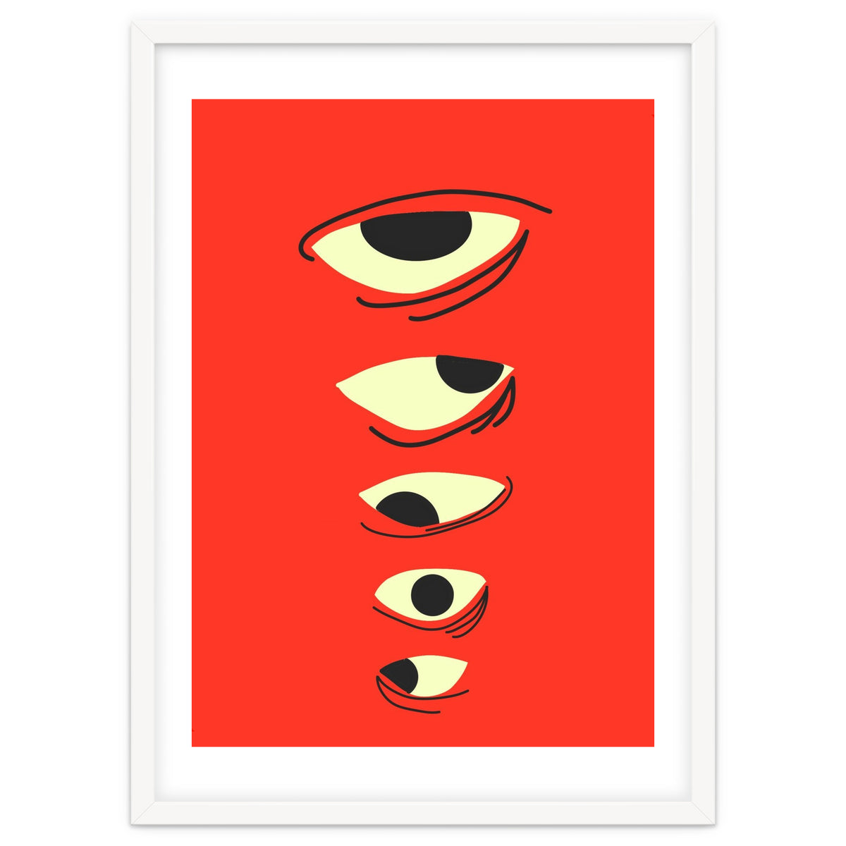 Abstract Eyes on Red Background