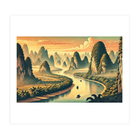 Vintage China, Guilin Karst Mountains Poster (Print Only)