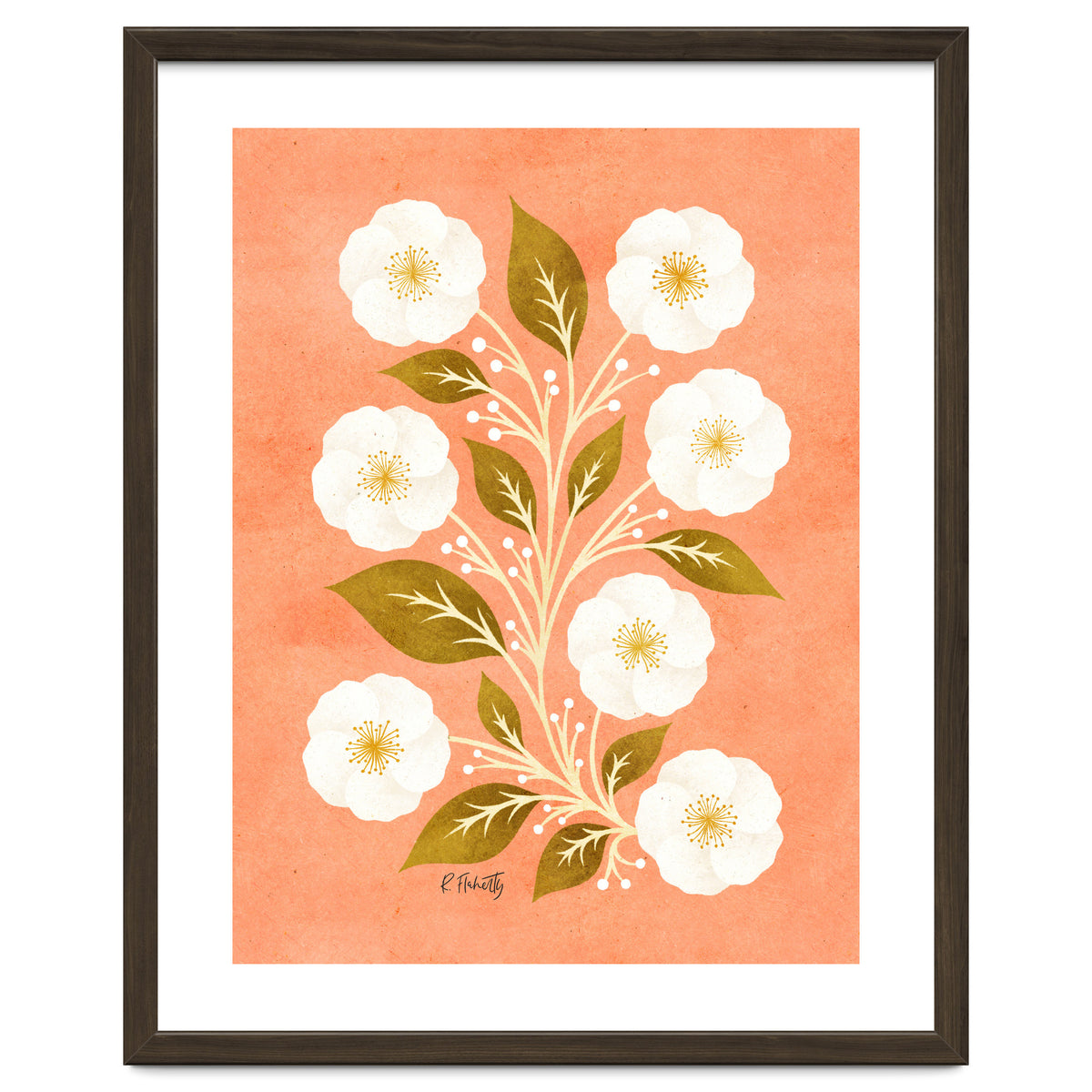 Peach, Ochre And Ivory Floral