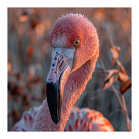 Close Up Of A Pink Flamingo Head In Sunlight (Print Only)