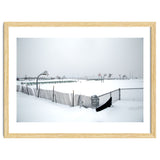 Snow-covered deserted basketball court in winter thumbnail