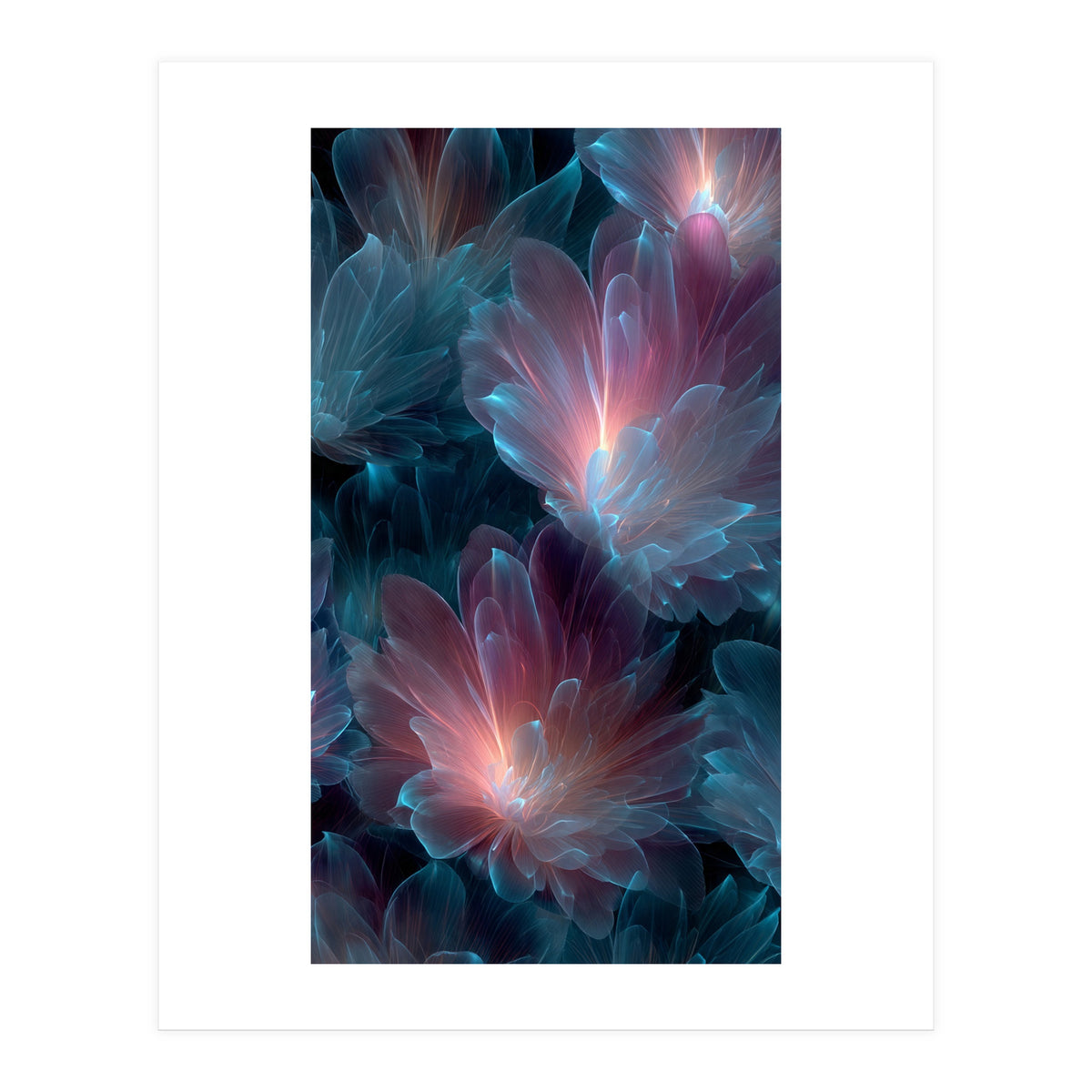 Luminous Bioluminescent Floral Abstract (Print Only)