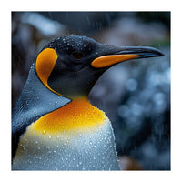 Close Up Of King Penguin In The Rain (Print Only)