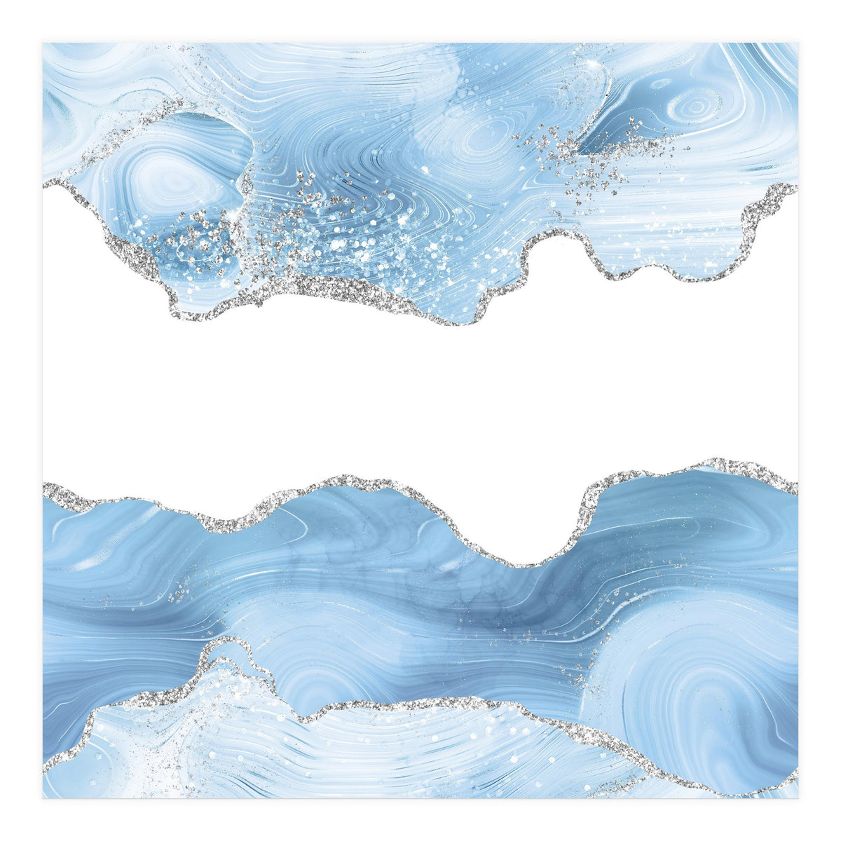 Blue & Silver Agate Glitter Texture 07  (Print Only)