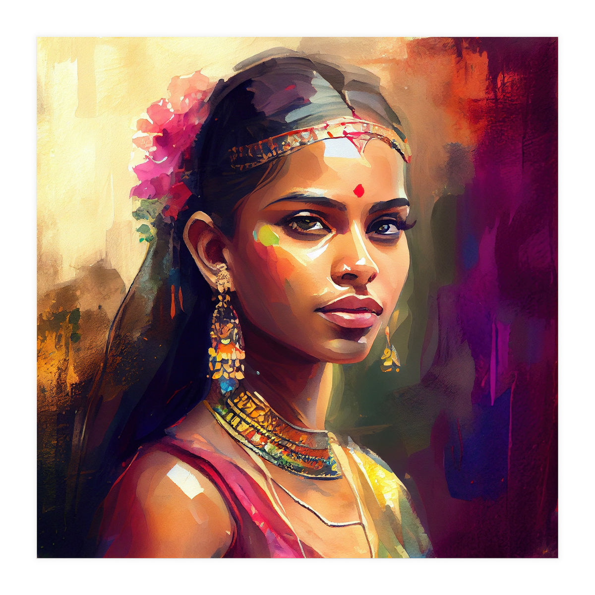 Golden Garland Sinhalese Portrait (Print Only)