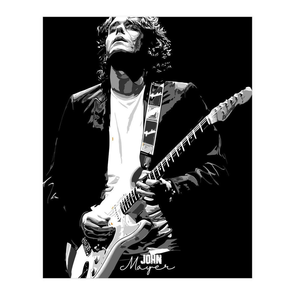 John Mayer American Musician Legend in Grayscale (Print Only)