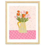 Tulips in a vase - pink and orange thumbnail