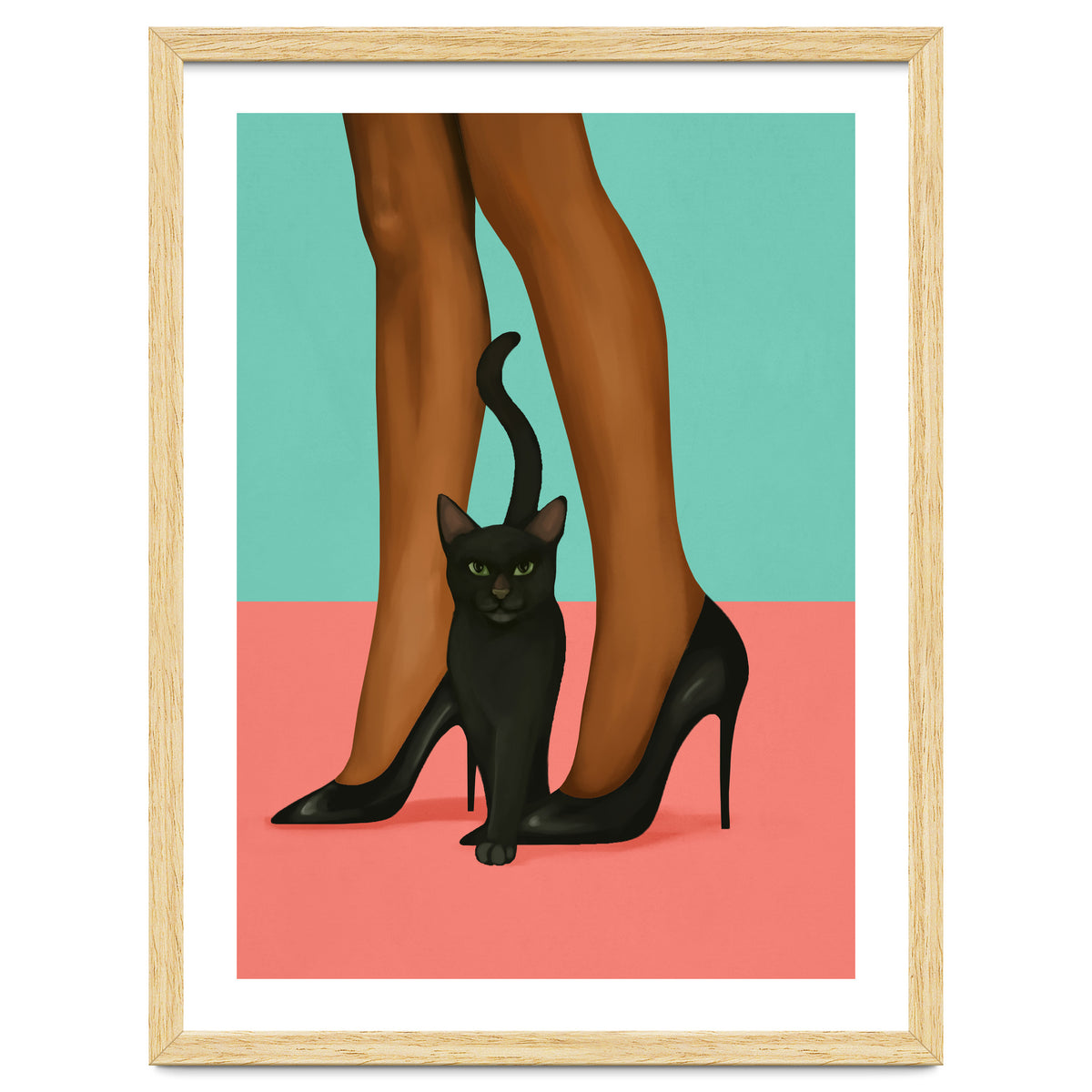 Woman In Heels With Black Cat