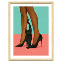 Woman In Heels With Black Cat