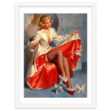 Pinup Girl Playing With Two Little Cats thumbnail