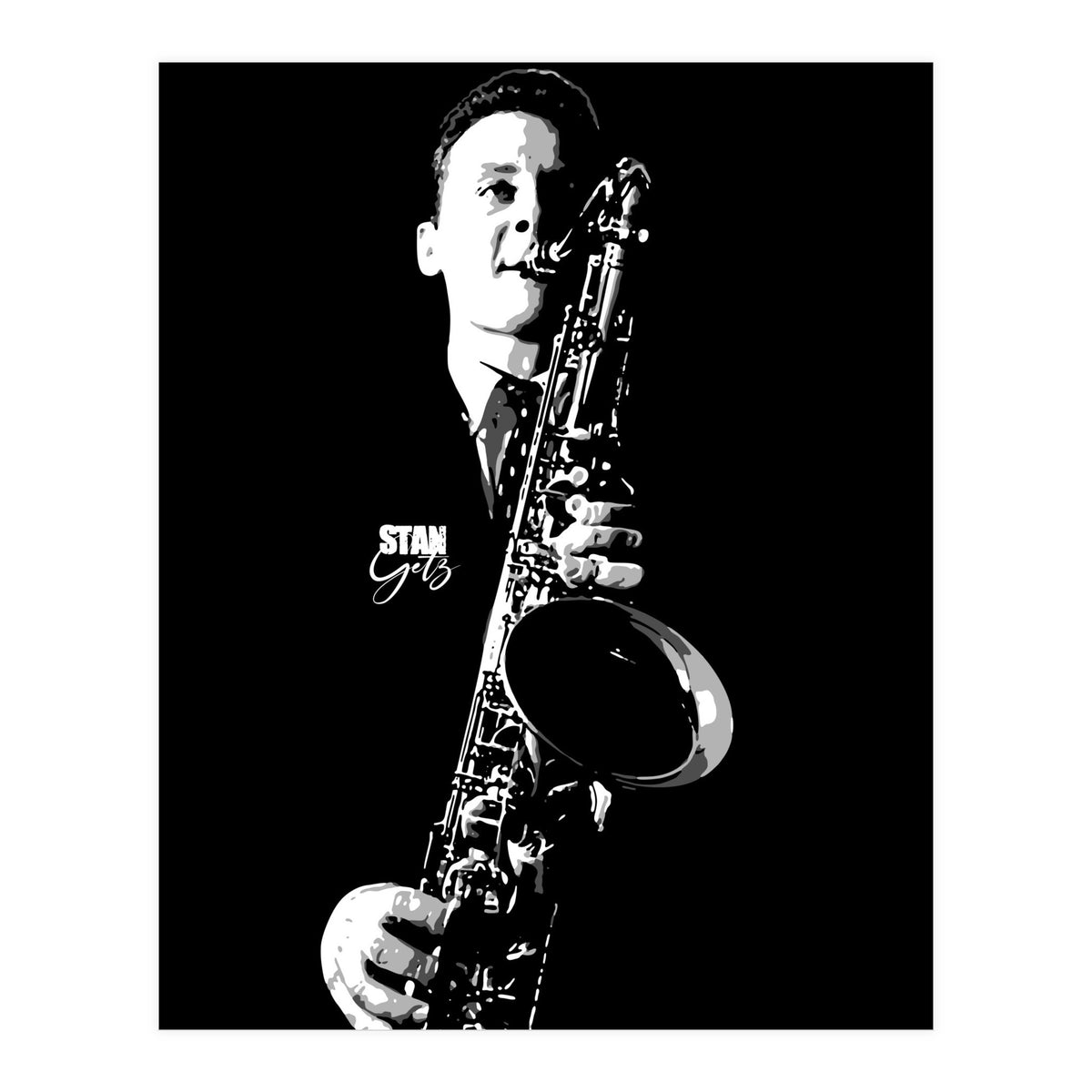 Stan Getz American Jazz Saxophonist in Grayscale (Print Only)