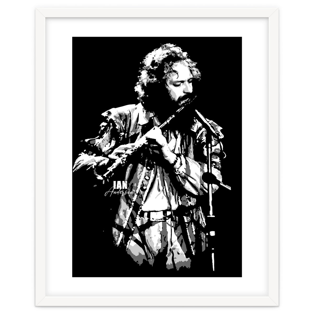 Ian Anderson Rock Music Legend in Grayscale 2