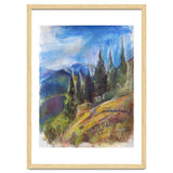 Pastel drawing of an Alpine Pine Forest thumbnail