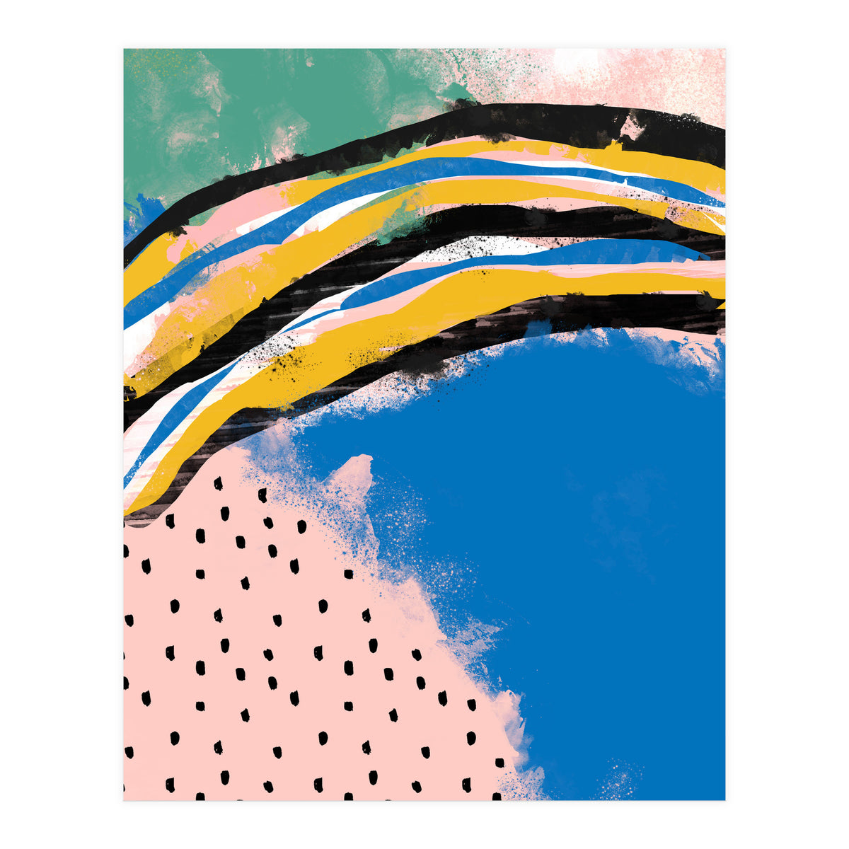 Abstract Pink Blue Dreamy Painting (Print Only)