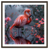 Elegant Flamingo Standing In Water Reflection thumbnail