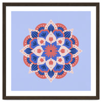 Mandala flower - blue and coral