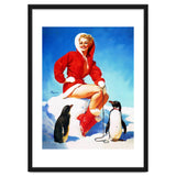 Pinup Sexy Woman Posing With Two Penguins thumbnail