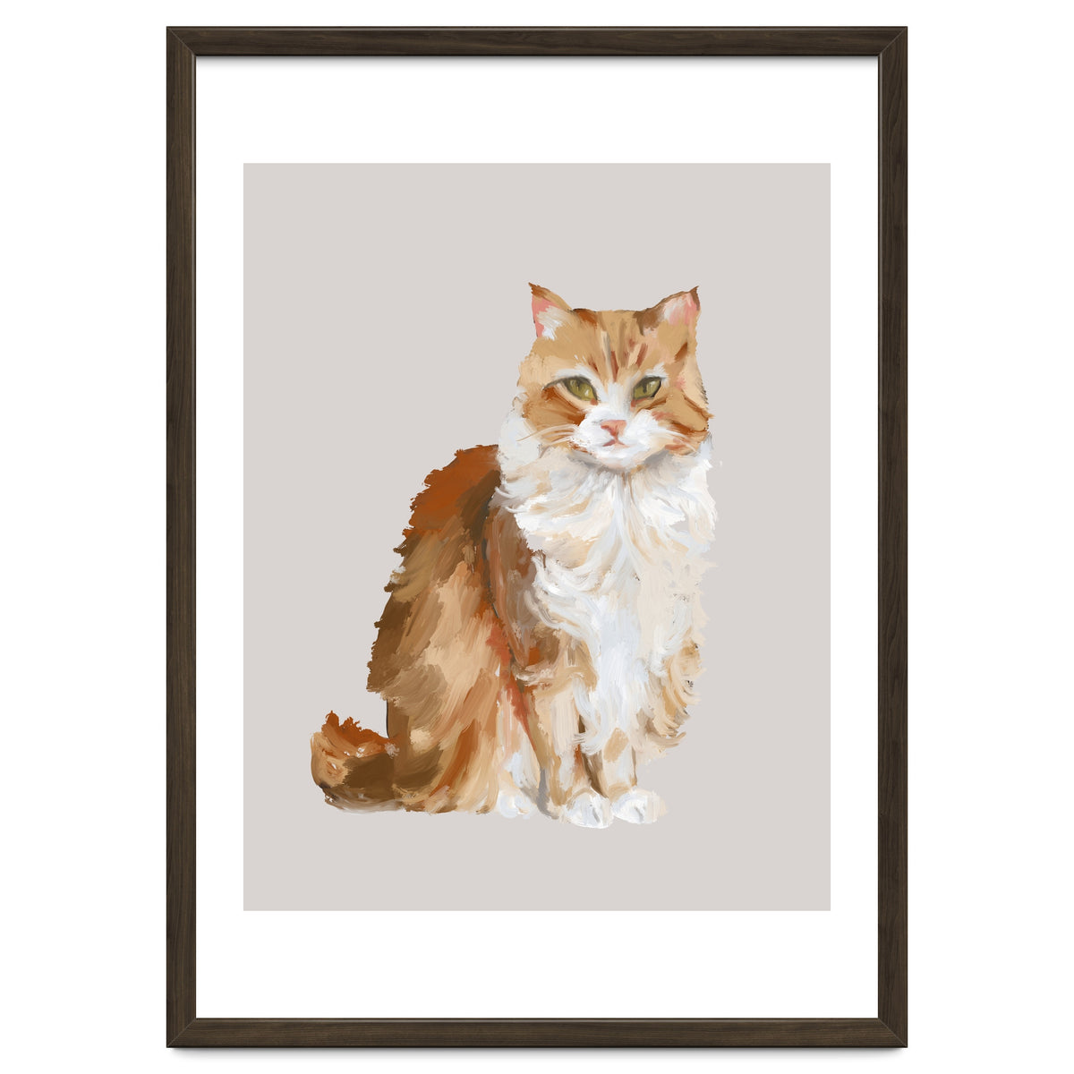 Handpainted messy oil painting of furry baby cat