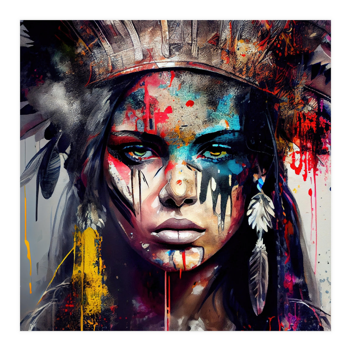 Powerful American Native Warrior Woman #5 (Print Only)