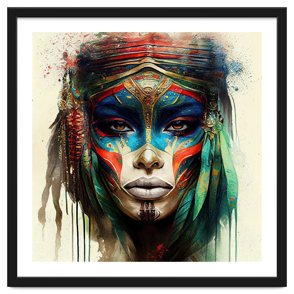 Turquoise Warrior Woman Portrait