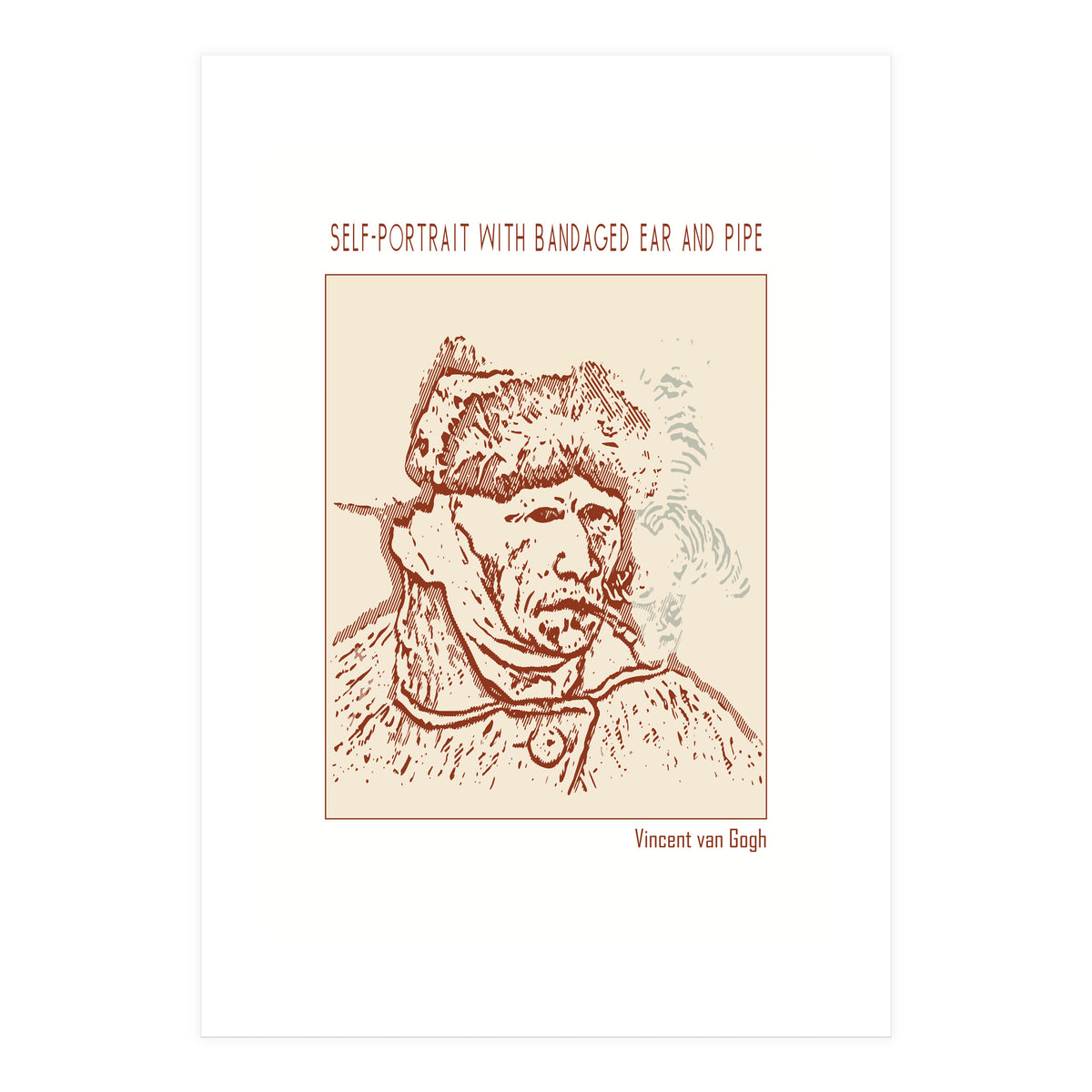 Self Portrait With Bandaged Ear And Pipe – Vincent Van Gogh (Print Only)