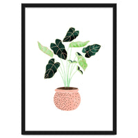 Home Plant | Ceramic Botanical Planter Illustration | Minimal Bohemian Watercolor Painting Polka Dot