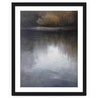 Atmospheric Golden Autumn Forest Reflection Oil Painting