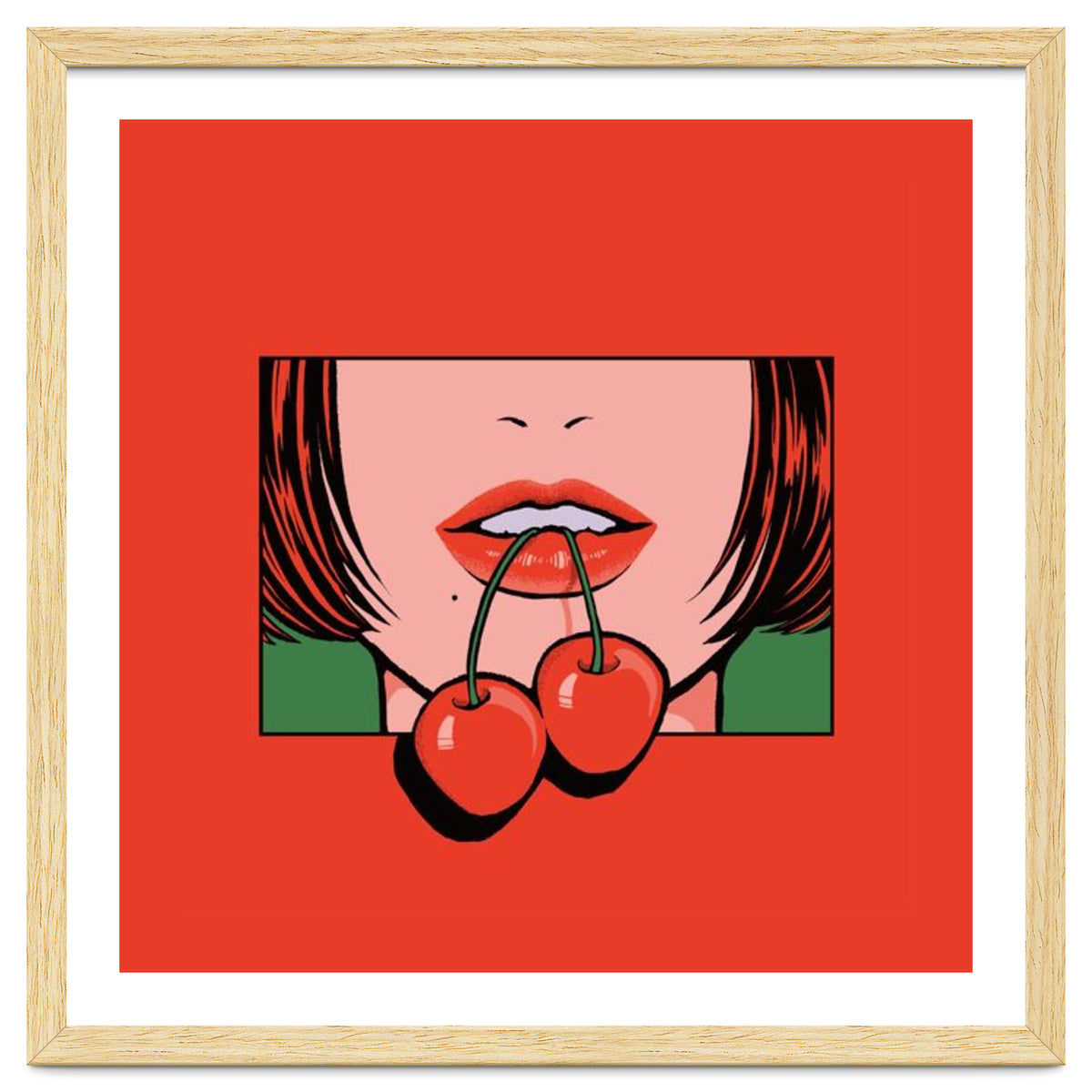 Pop Art Cherry Bold Lips With A Classic Design
