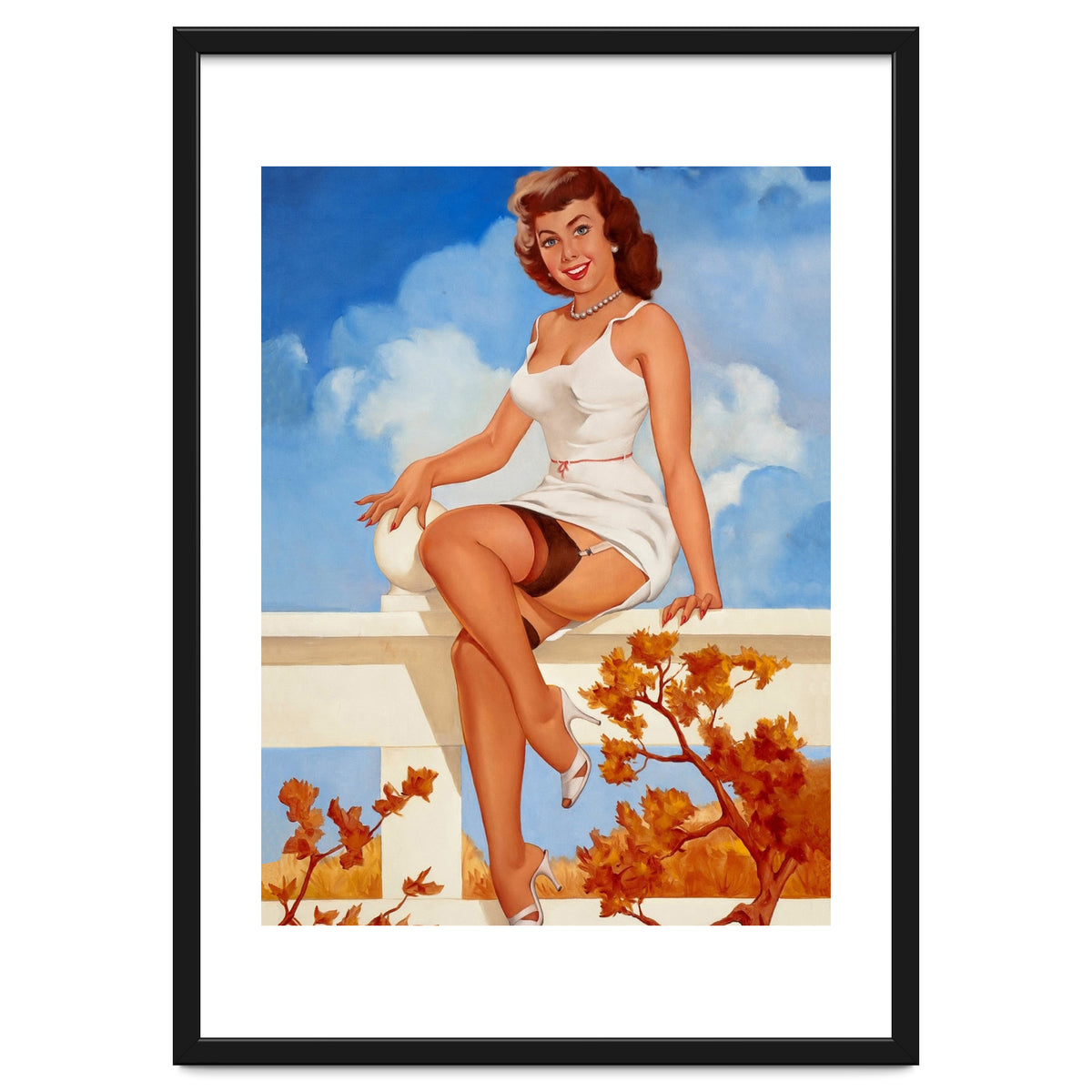 Beautiful Pinup Girl Posing On A Fence