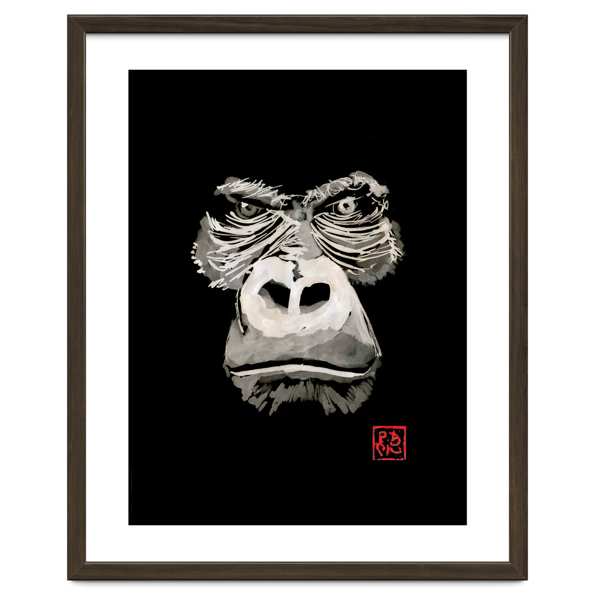 Angry Gorilla White In Black