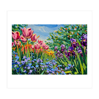Vibrant Spring Meadow Oil Painting (Print Only)