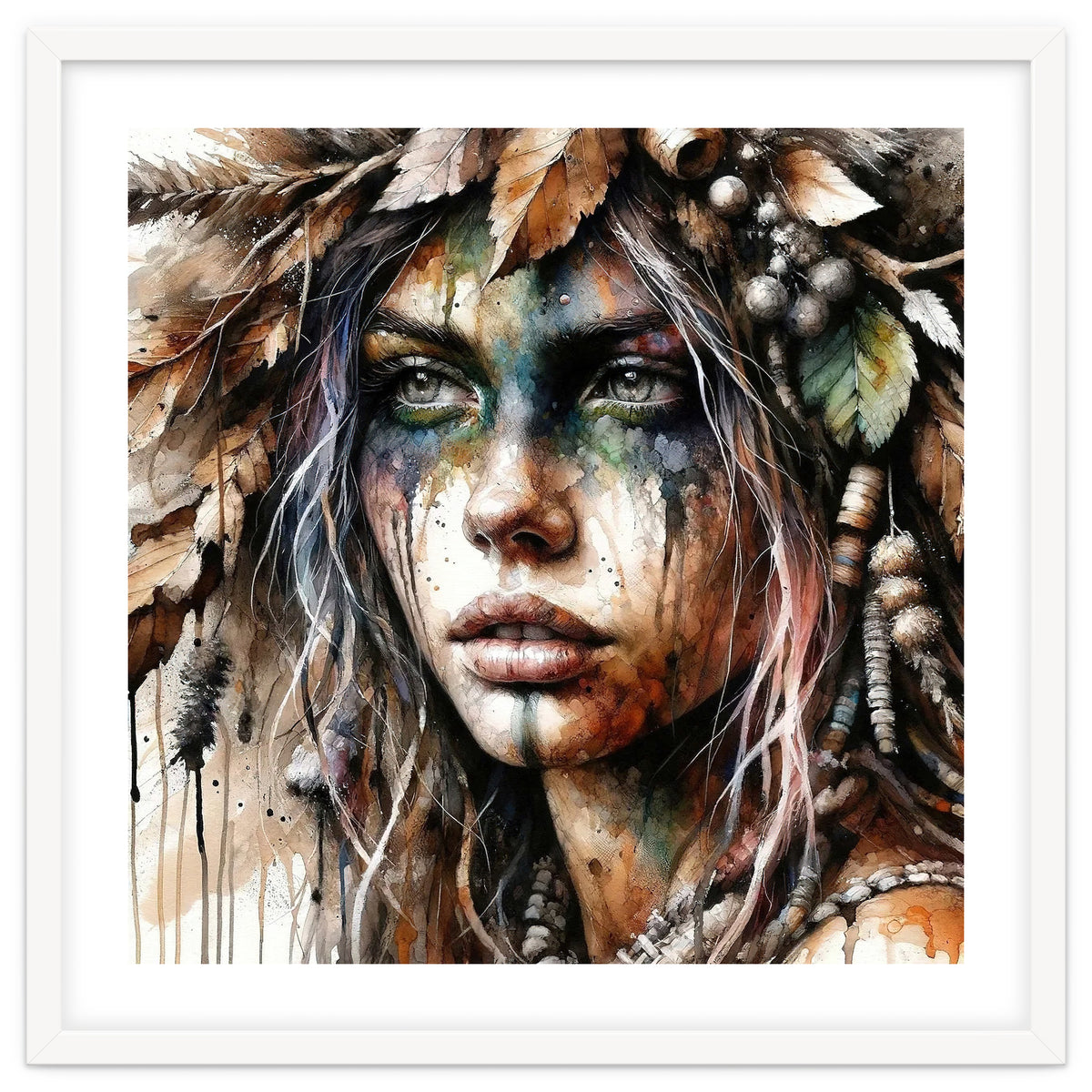 Autumn Leaf Druid Woman Portrait