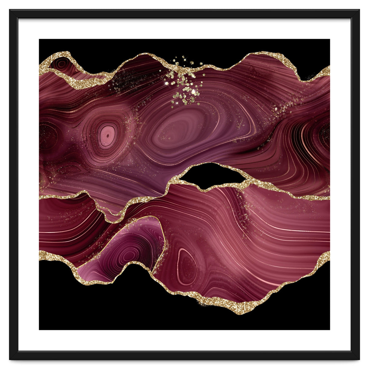 Burgundy & Gold Glitter Agate Texture 03