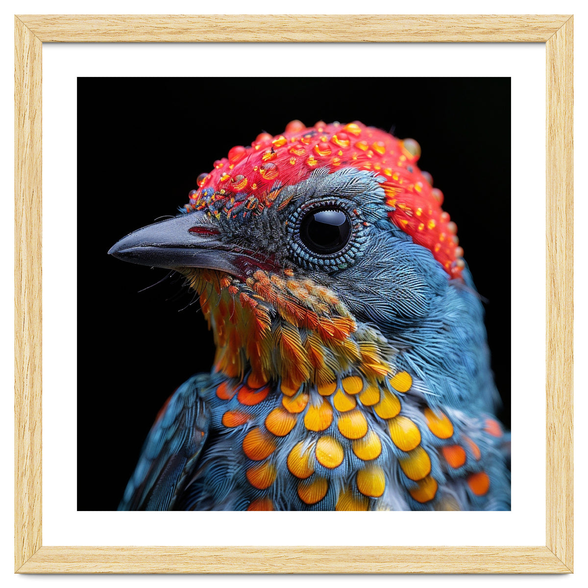 Close Up Of Colorful Bird With Water Droplets