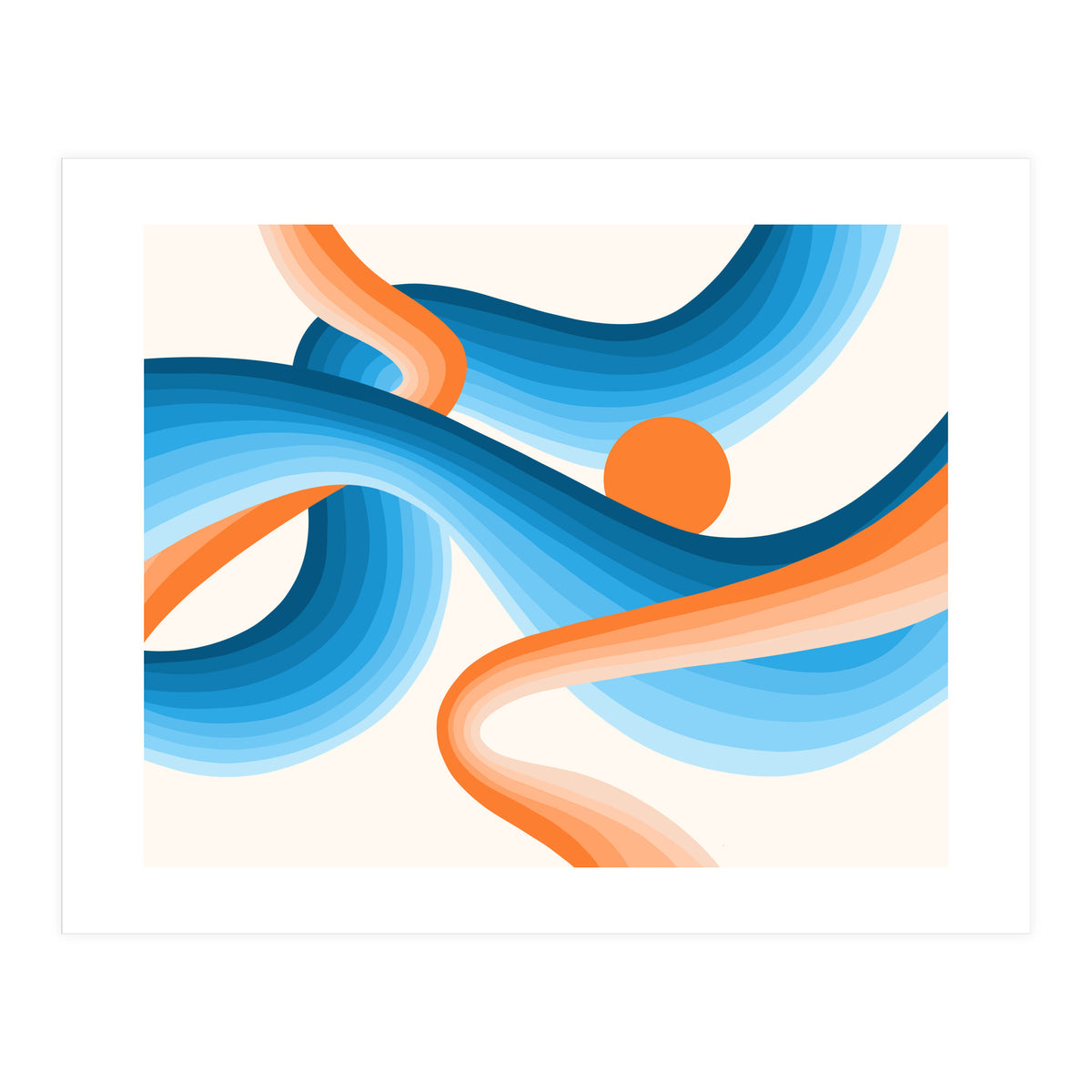 Rise, Abstract Retro Sunrise, Modern Bohemian Space, Concept Graphic Sky, Eclectic Nature (Print Only)