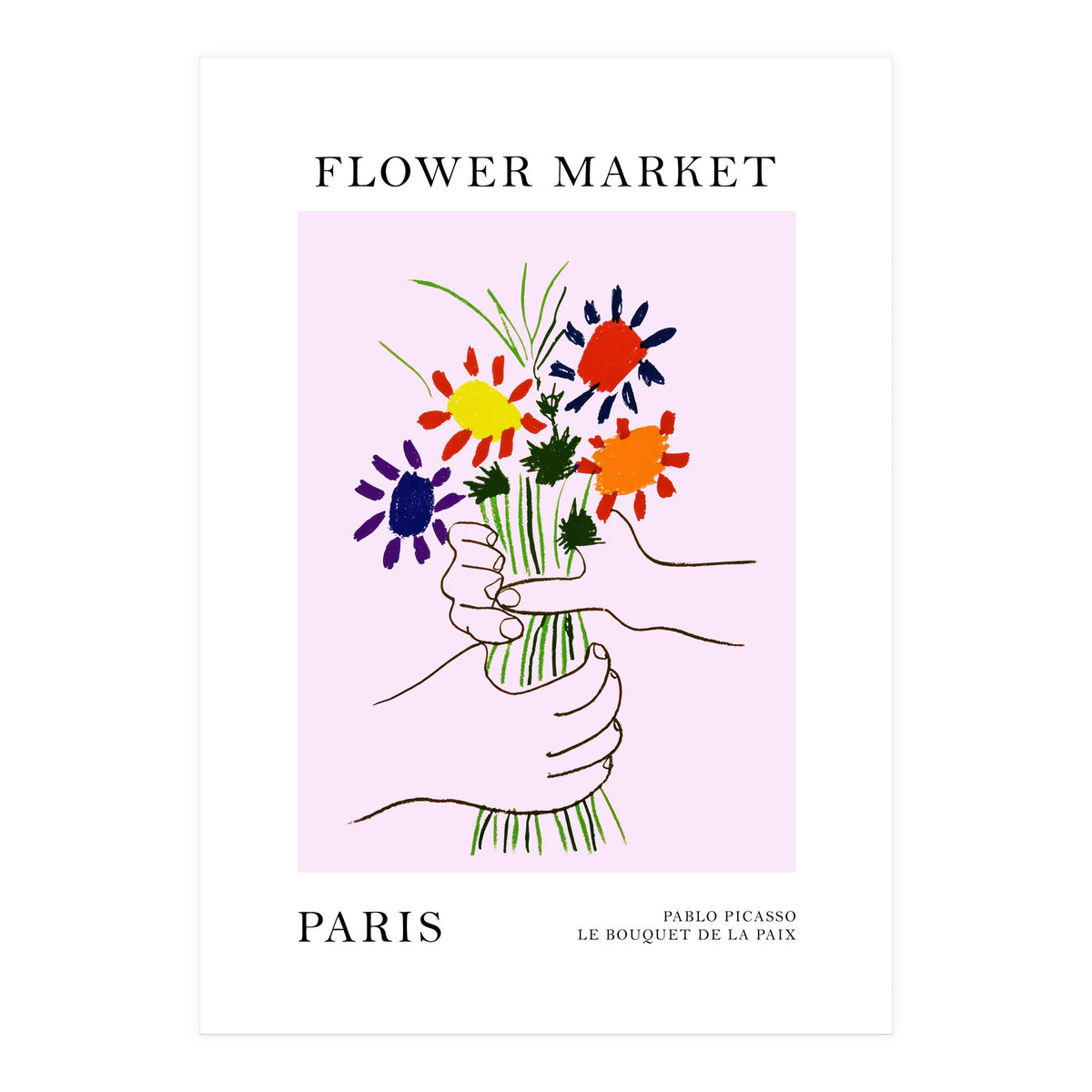 Paris Flower Market Picasso Style Art (Print Only)