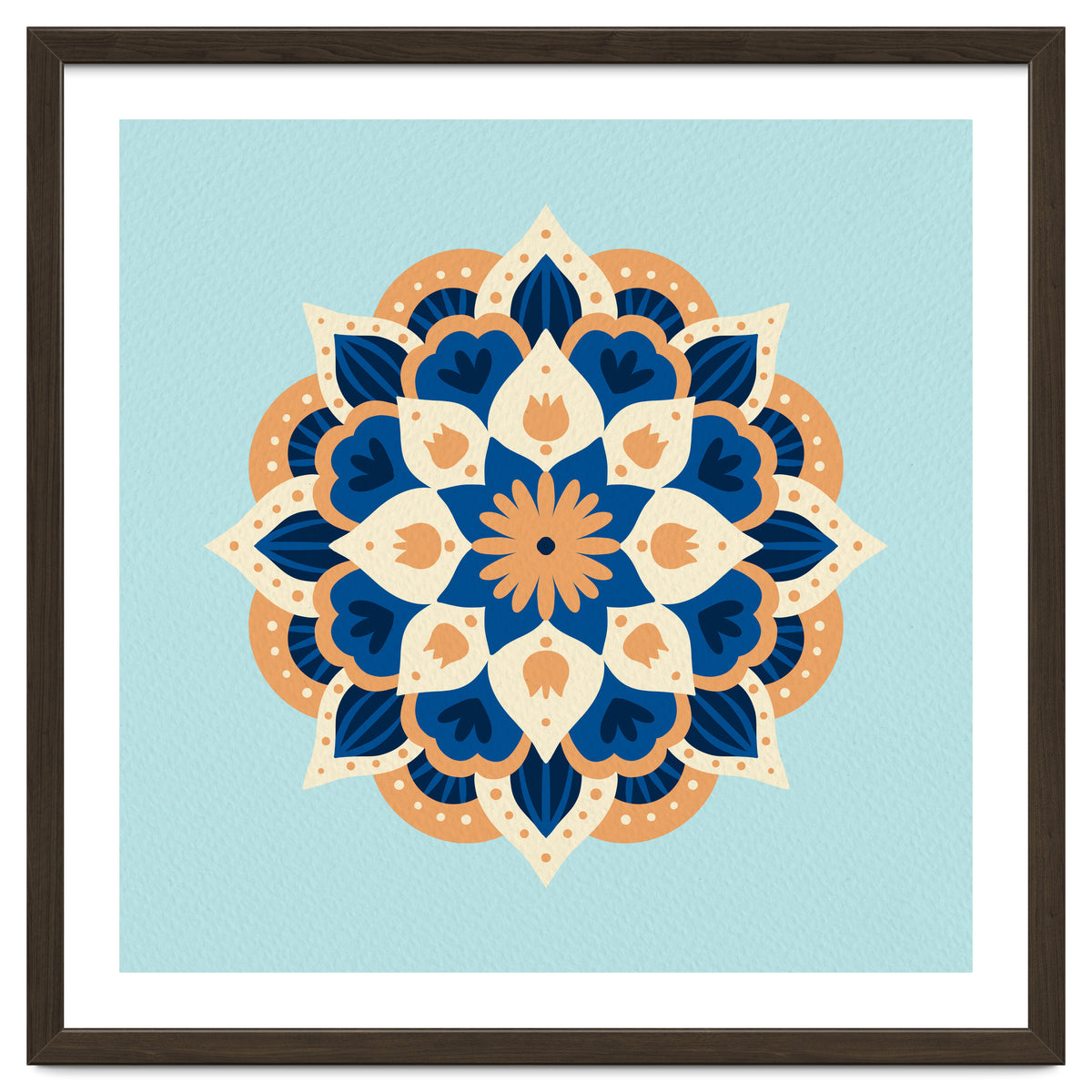 Mandala flower - orange and blue